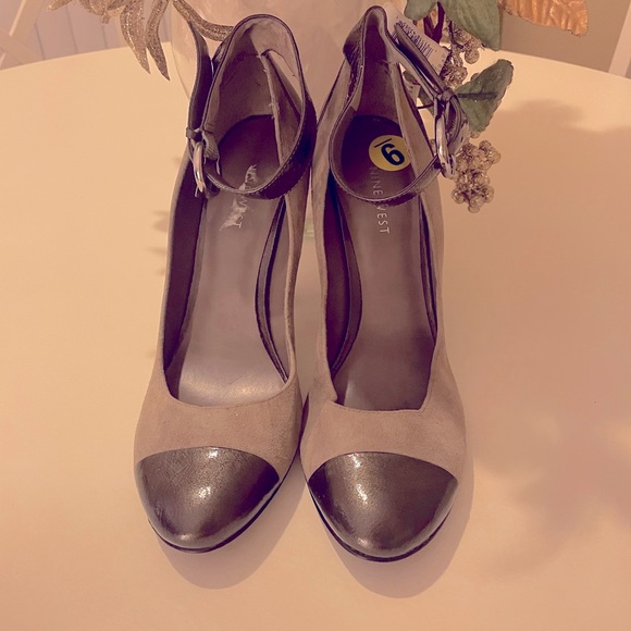 Gorgeous BRAND NEW Nine West Two Tone Grey Leather & Suede Shoes - Picture 2 of 9
